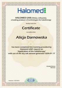 Certyfikat Alicja Darnowska